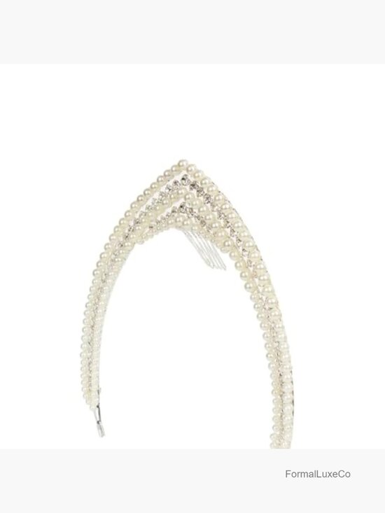 Vintage Pearl Headband Crown Bridal Princess Tiara Rhinestone Medieval